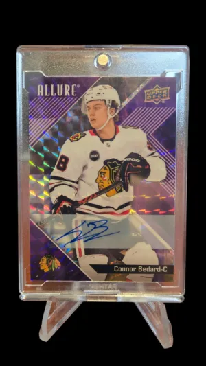 Connor Bedard 2024-25 Upper Deck Allure Purple Diamond Auto 4/10 Blackhawks #94 front